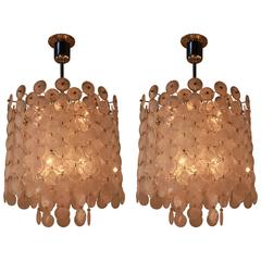 Pair of 1970s Murano Glass Chandeliers