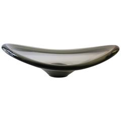 Signed Scandinavian Modern Grey Art Glass Bowl or Centerpiece, 1960s 6