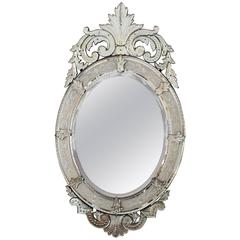 Antique English, Venetian Style, Etched Mirror, circa 1920