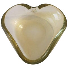 Italian Murano Clear and Gold Art Glass Bowl or Ashtray After Seguso