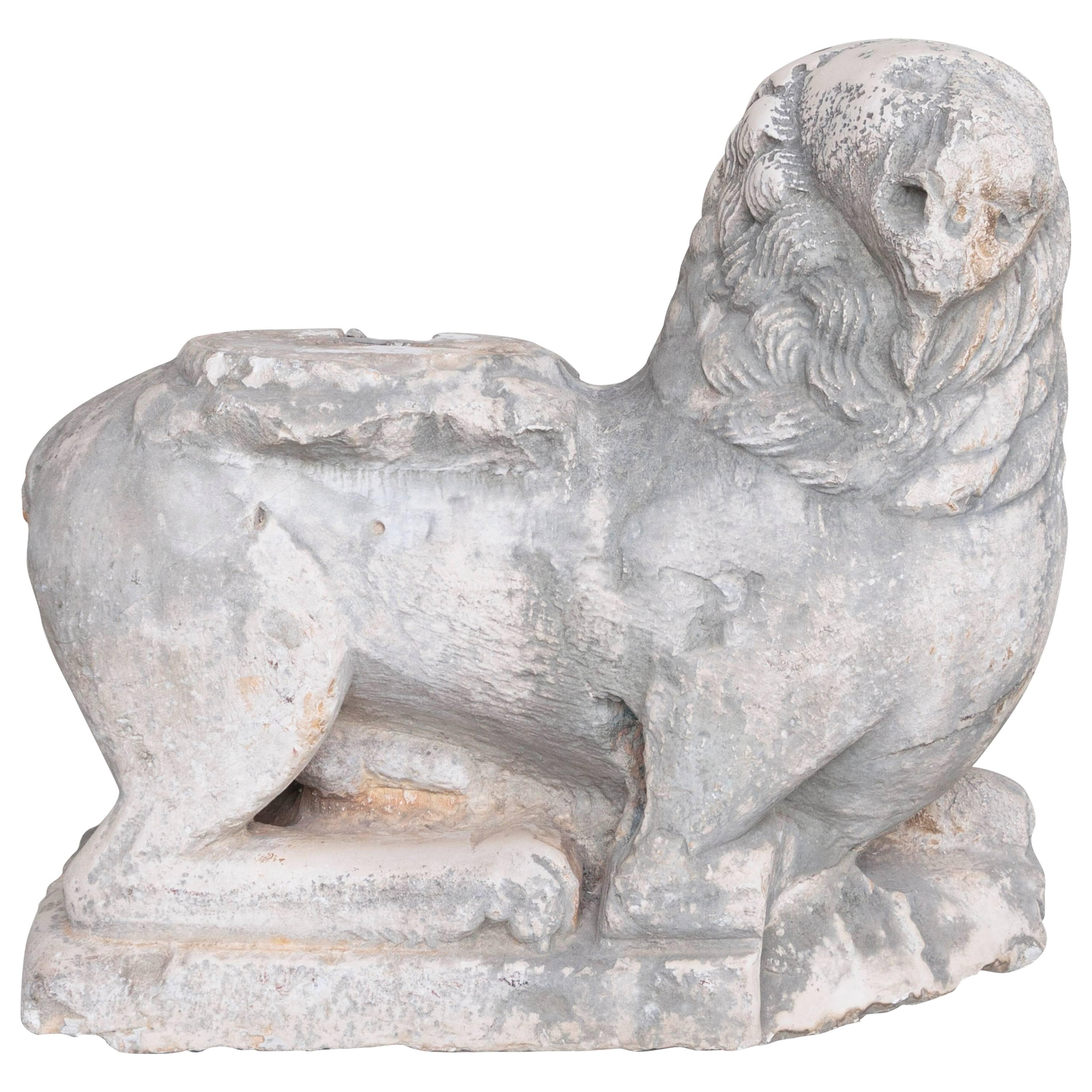 12th Century Venetian Romanesque Ystrian Marble Carving of Lion For Sale