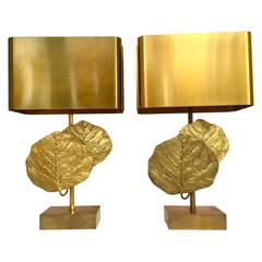 Pair of Lamps Guadeloupe by Maison Charles, Bronze, 1970s, France