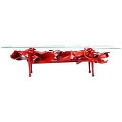 Contemporary New Muse Table in Forged, Sculpted and Painted Steel 3