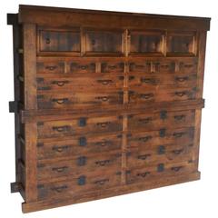 19th Century Japanese Large Double Tansu with 18 Drawers