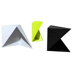 3:1 - Powder-Coated Steel Sculptural Geometric Nesting Table, 'Set of Three'