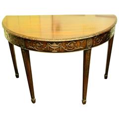 Antique English Hand-Carved Mahogany Demi-Lune Console "Adam" Style 5