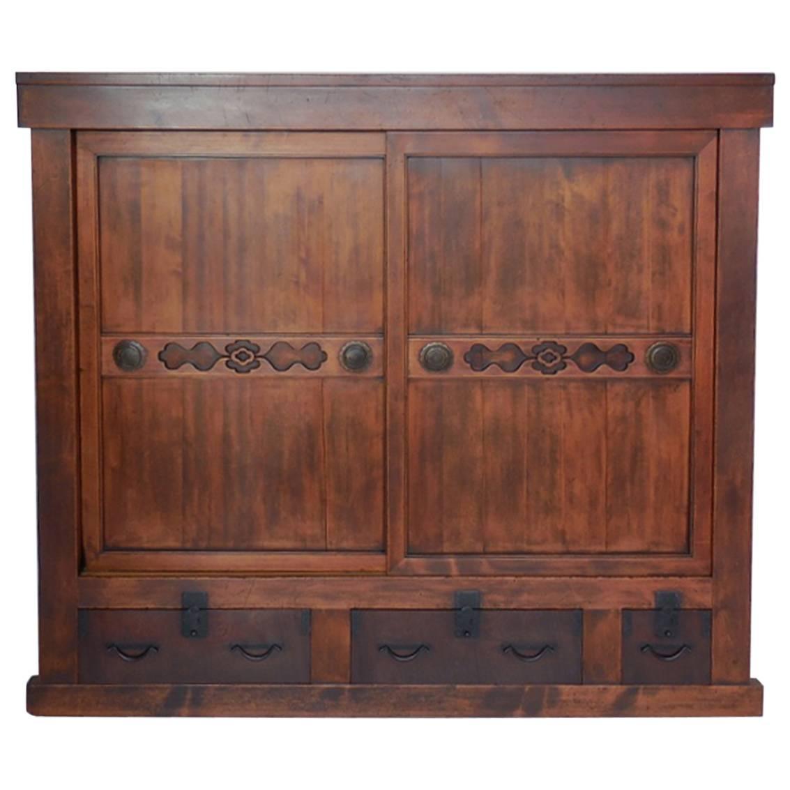 Japanese Tansu Storage with Sliding Doors, Meiji Period, 19th