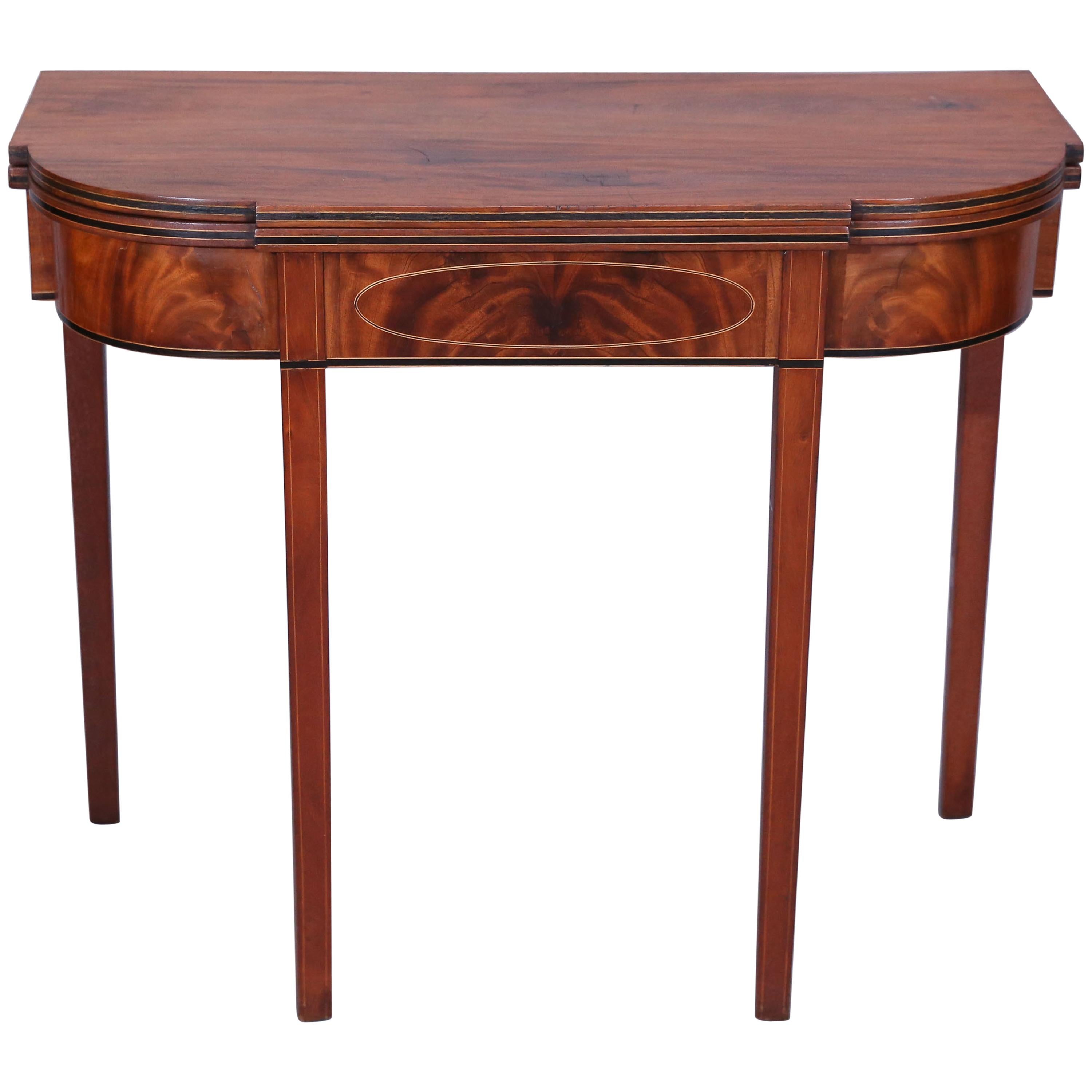 Antique English Mahogany Flip-Top Table For Sale