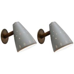 Mid-Century Perforated American Sconces