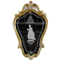 Antique Venetian Murano Glass Etching Mirror 7