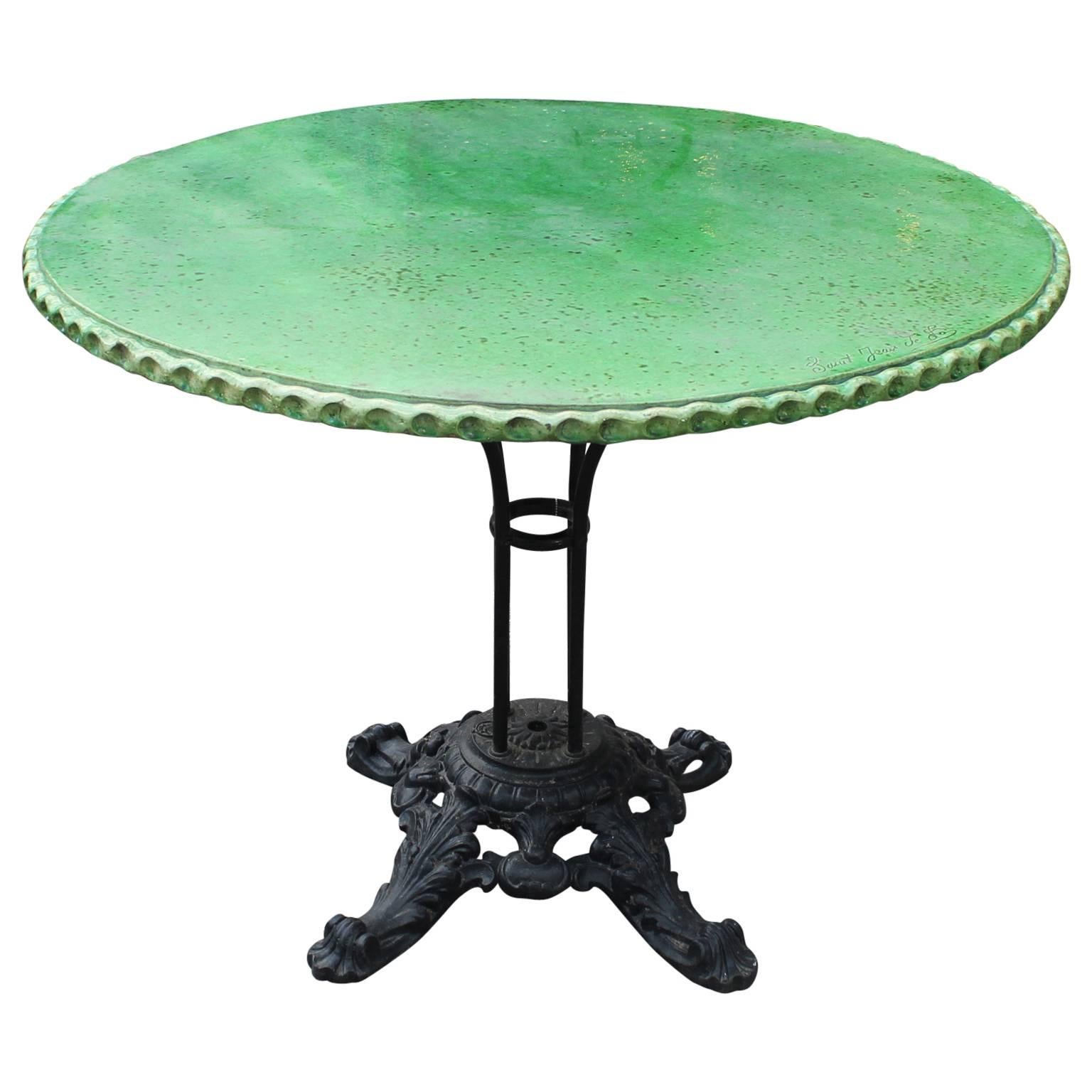 Stunning Louis Vuitton French Garden Table Topped with Green Ceramic