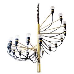 Rare and Early Gino Sarfatti Spiral Brass Chandelier by Arteluce, Italy, 1958