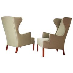 Hans J. Wegner Pair of High Back Lounge Chairs, 1945 9
