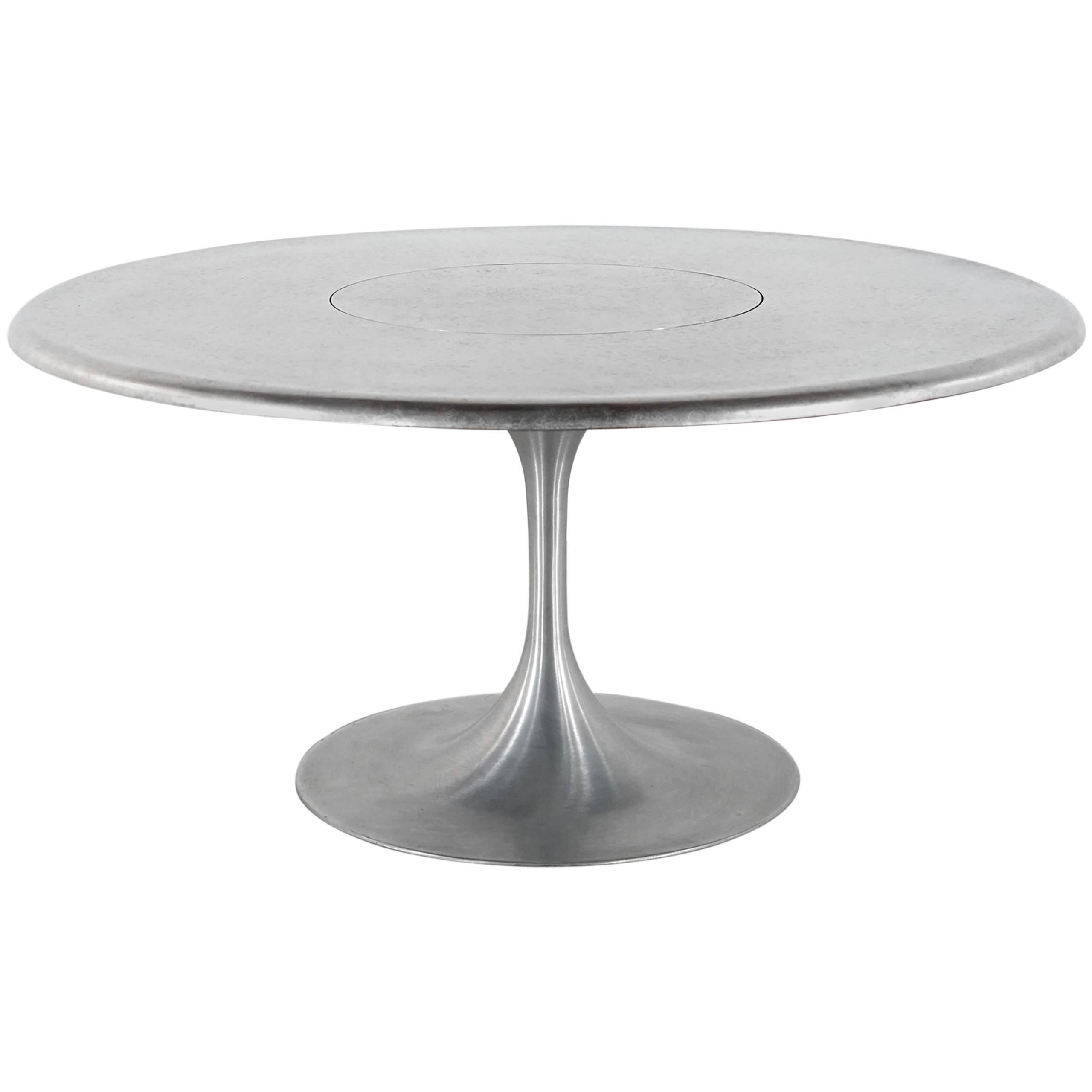 Heinz Lilienthal, 1969, Large Dining Table Swiveling Centerplate and Etched Top