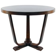 1930s French Art Deco Walnut and Glass Side Table Gueridon