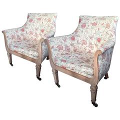 Finely Carved Pair of Large-Scale Tub Chairs