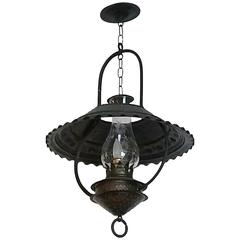 Metal Lantern with Etched Glass Hurricane Shade