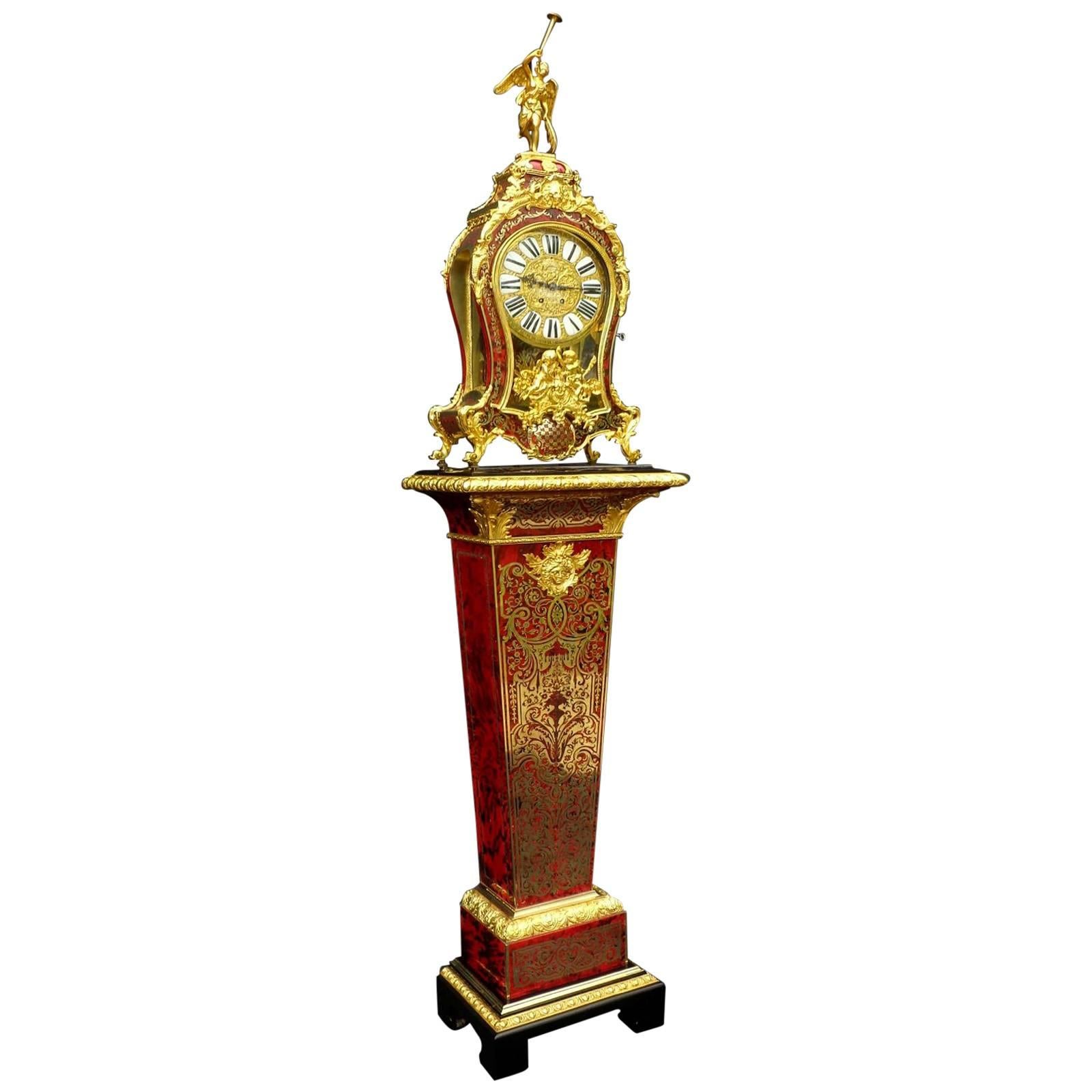 Longcase Clock in Boulle Marquetry by Vincenti 19th Century Napoleon III Period For Sale