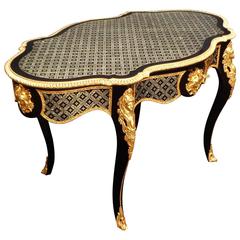 Table in Boulle Marquetry Inlay Nacre Napoleon III Period, 19th Century