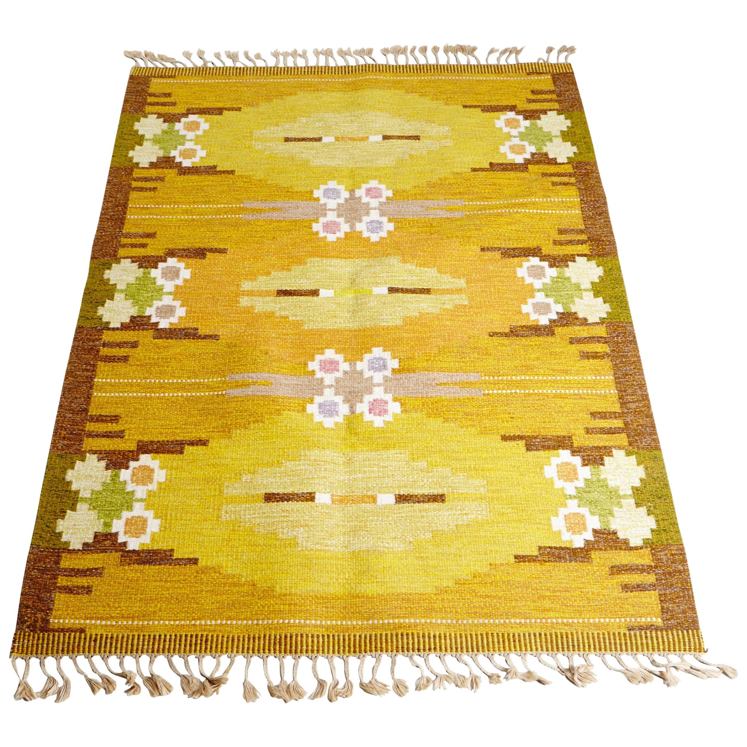 Ingegerd Silow Carpet, Signed IS, Sweden, 1940s