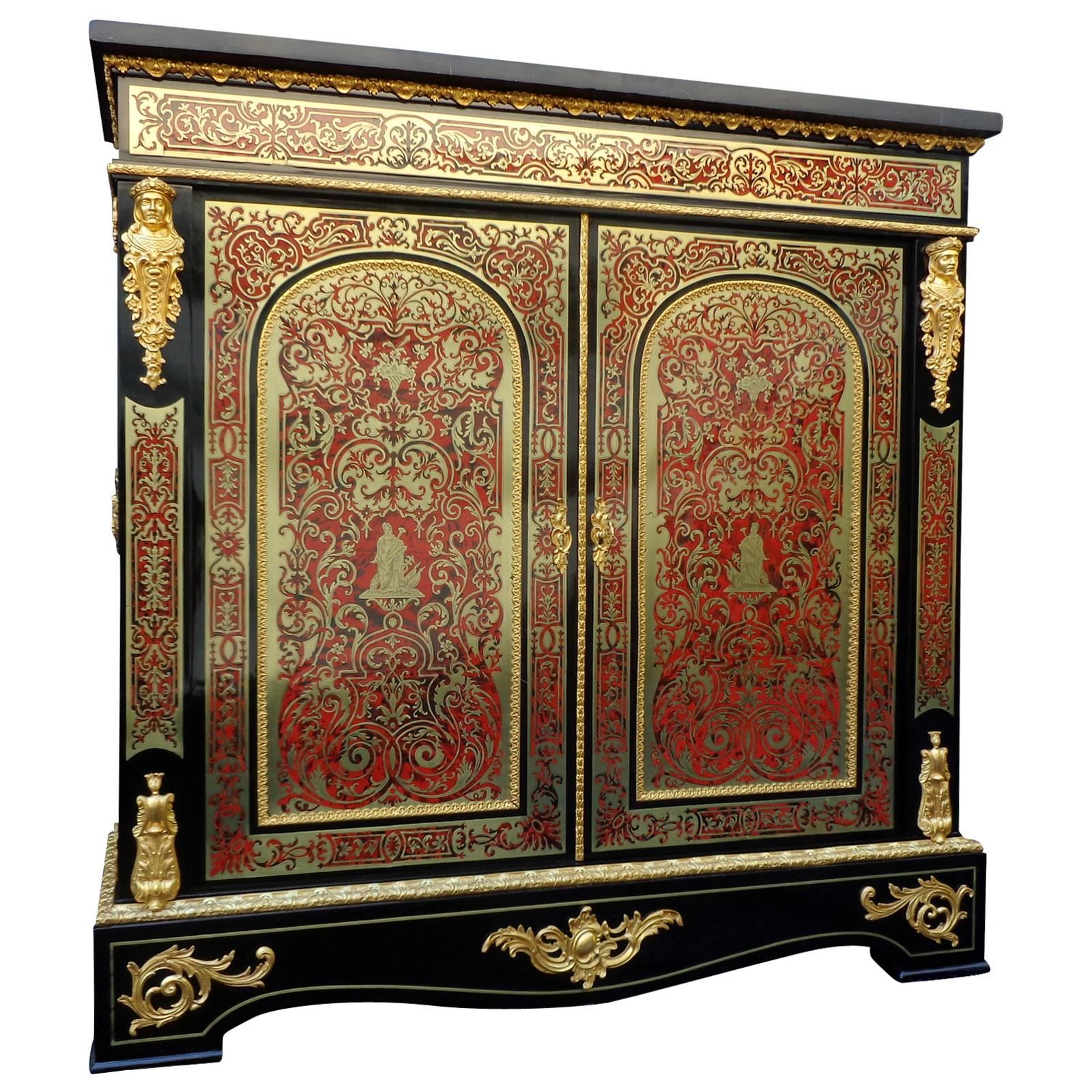 Cabinet in Boulle Marquetry Napoleon III Period, 19th Century For Sale