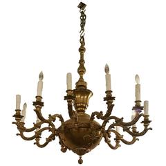 Antique 19th Century Bronze 12-Light Chandelier