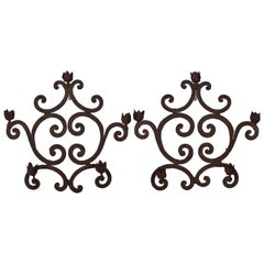Pair of Italian Rococo Wrought Iron Five-Light Candle Sconces, Mid-18th Century