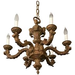 19th Century Bronze Six-Light Chandelier with Caryatid Faces