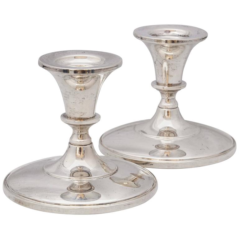 Pair of Sterling Silver Empire Style Candlesticks at 1stdibs