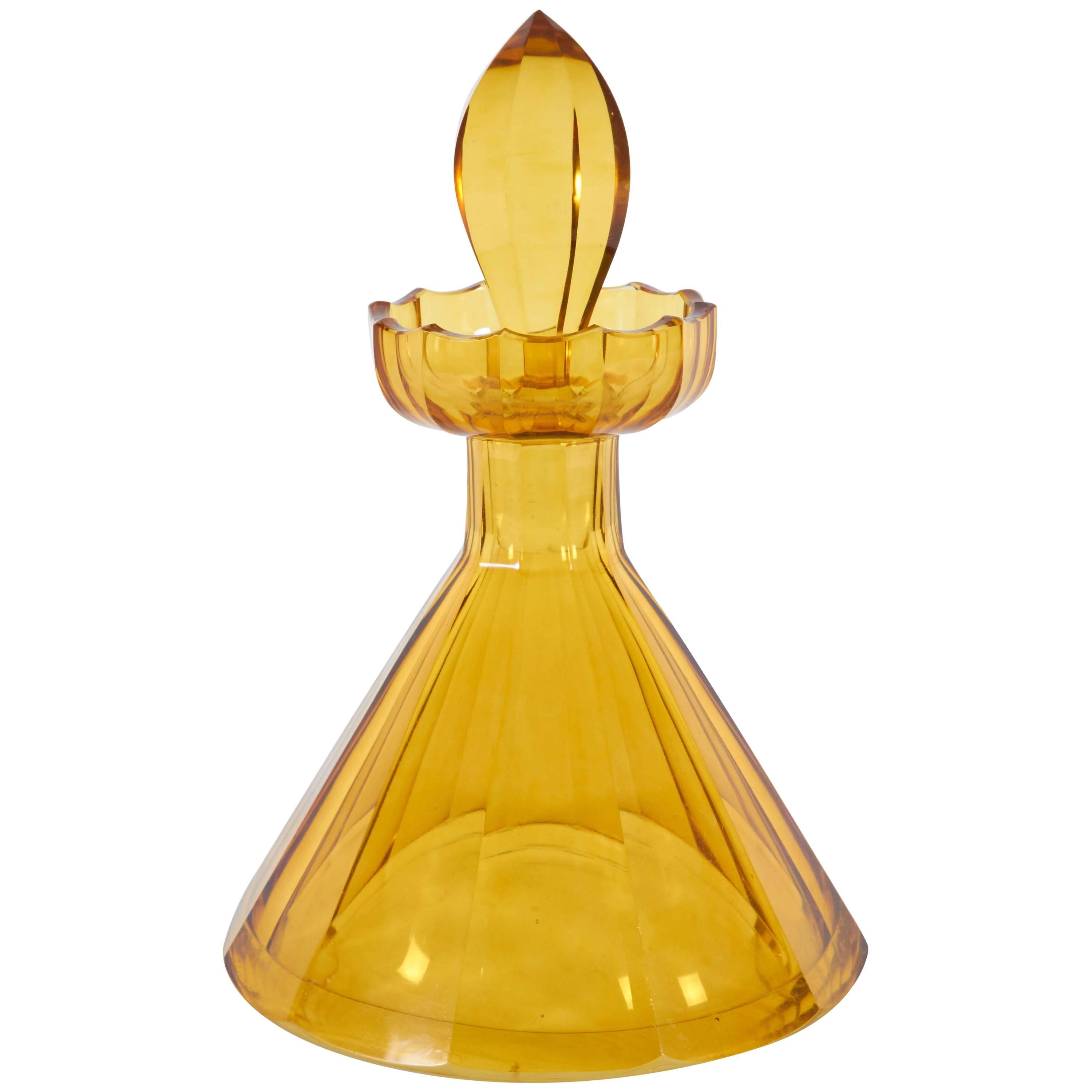 Yellow Decanter with Stopper For Sale