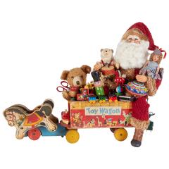 Santa on Toy Wagon Christmas Decor, Contemporary Decor from Vintage Toys