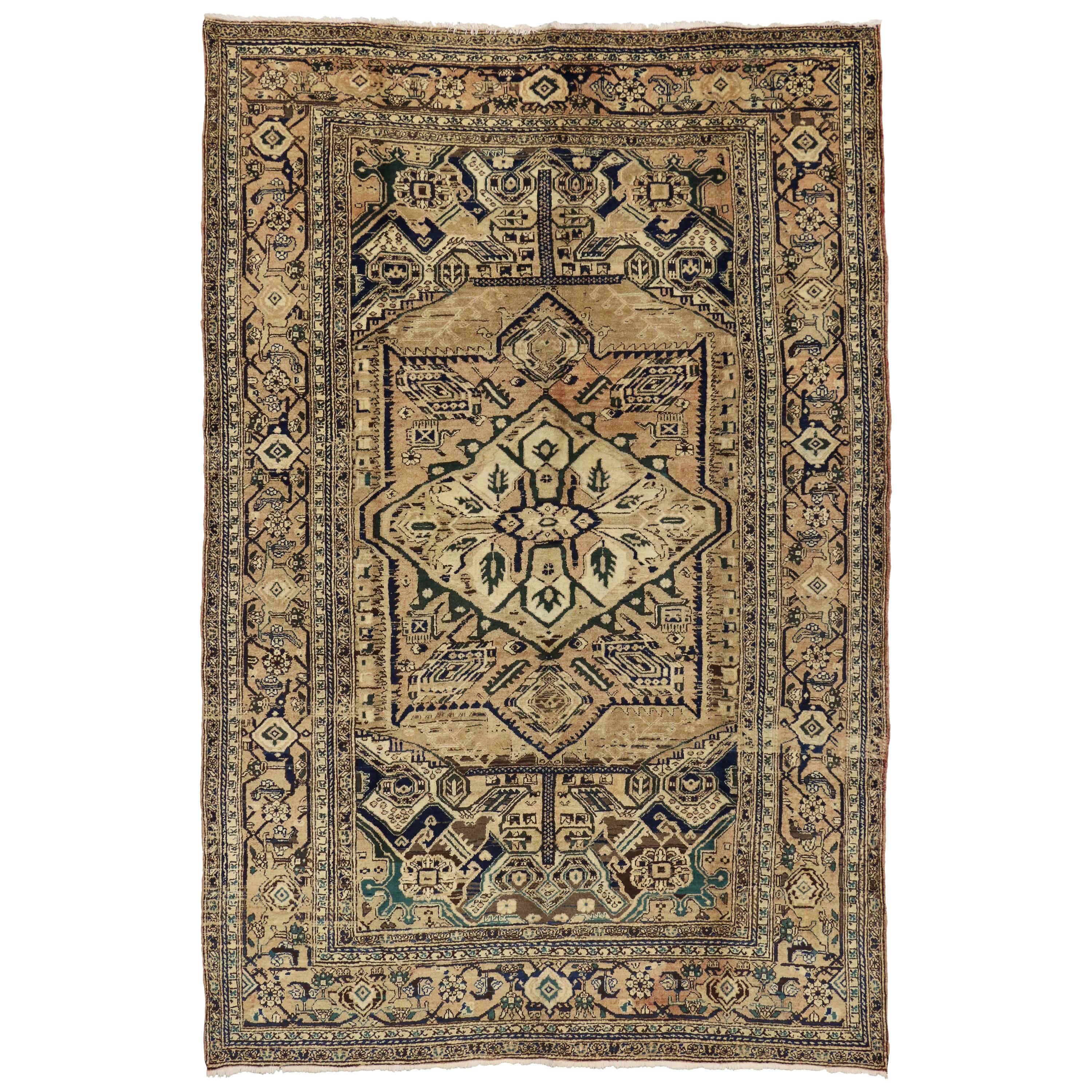 Vintage Persian Heriz Rug with Modern Style For Sale
