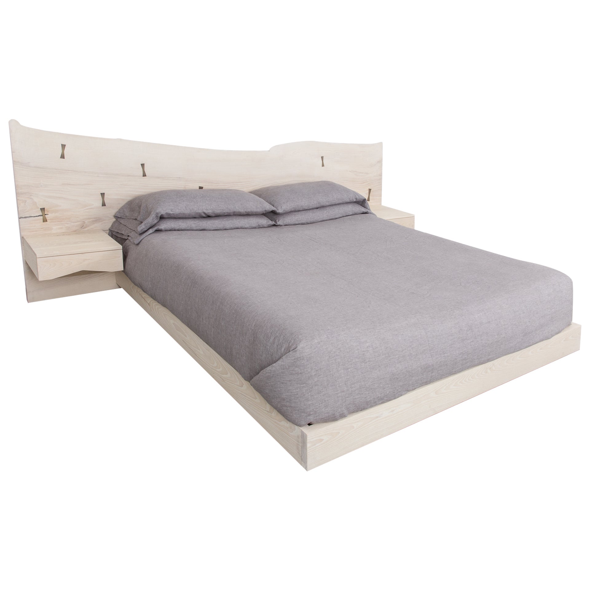 St Pierre King Bed By Uhuru Whitewashed Ash Slab Headboard Built In St Pierre King Bed By Uhuru Whitewashed Ash Slab Headboard Built In Nightstands For At 1stdibs