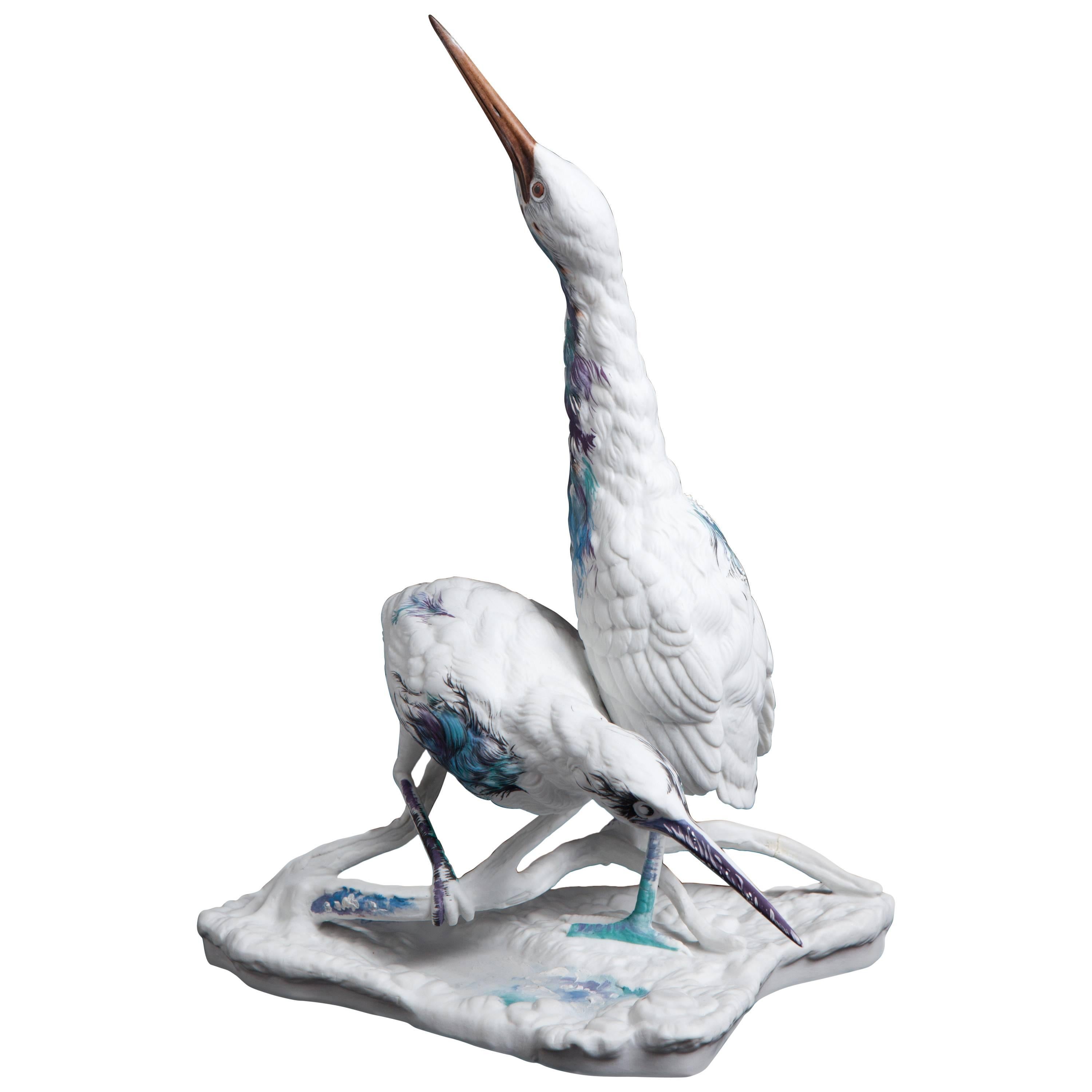 Hand-Painted Porcelain Sr. Sra. Cardoso Birds by Sam Baron For Sale