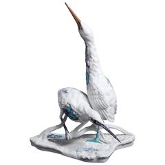 Hand-Painted Porcelain Sr. Sra. Cardoso Birds by Sam Baron