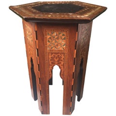 Antique Early 1900s Inlaid Moorish Coffee Table or Stand in the Style of Liberty and Co