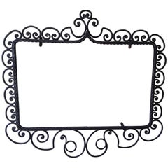 Wrought Iron Mirror/Picture Frame, Hand-Forged, Late Victorian Style, circa 1900