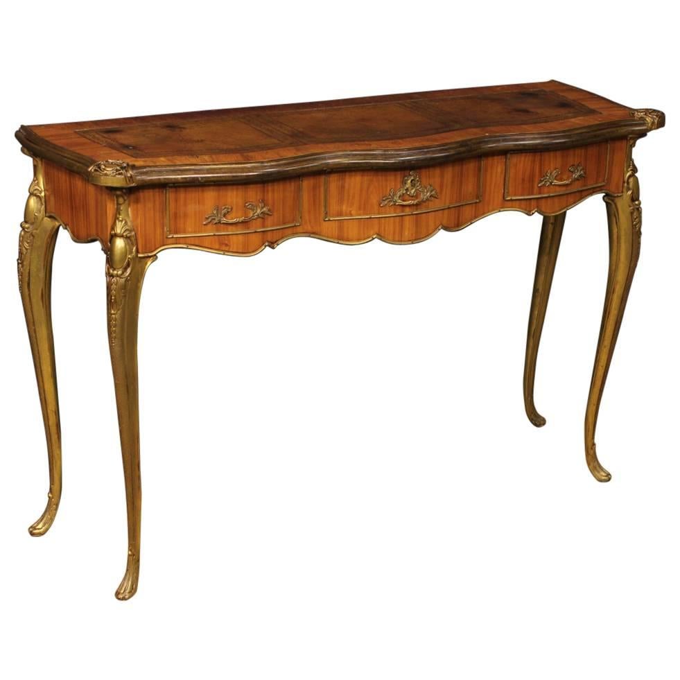 French Console Table in Rosewood With Gilt Bronzes From 20th Century