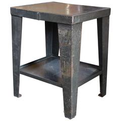 Vintage Industrial Rustic Steel and Metal End-Side Table-Stand with Shelf