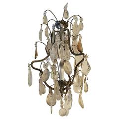 Louis XV Bronze and Crystal Two-Light Chandelier