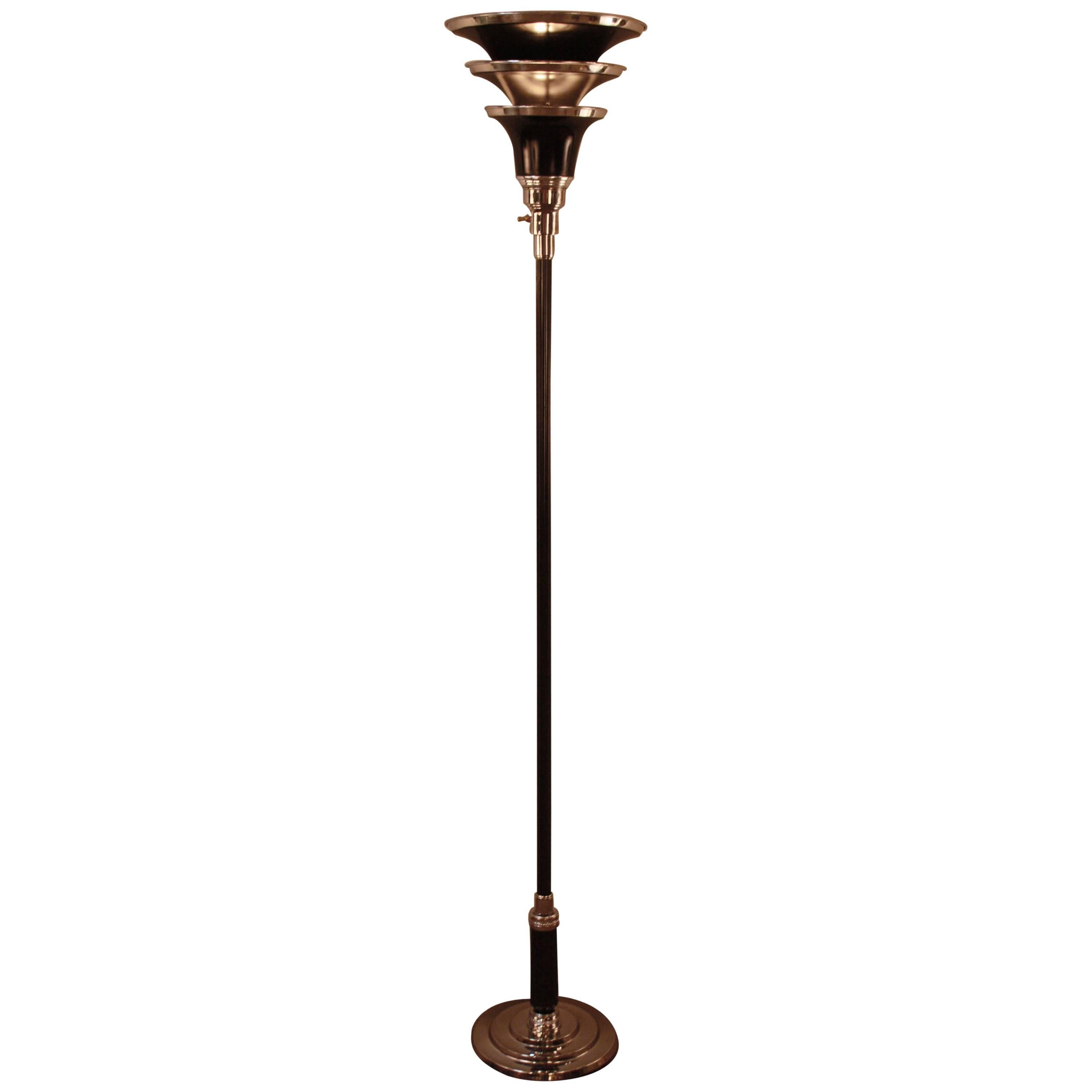 American Art Deco Torchiere Floor Lamp