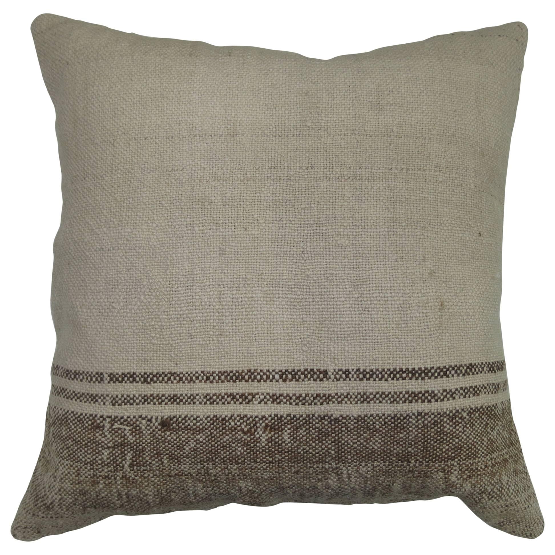 Ivory and Brown Vintage Kilim Pillow