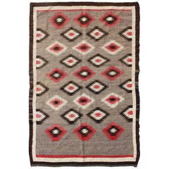 Vintage American Navajo Rug with Geometric All-Over Design in Reds and Browns