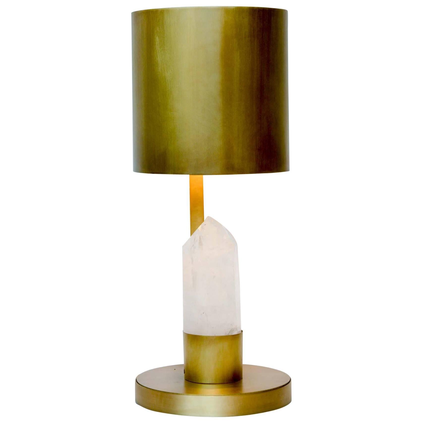 Brass and Rock Crystal Table Lamp For Sale