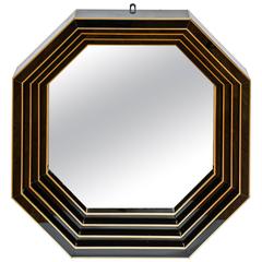 Mirror Surrounding with Black Tinted Glass and Brass