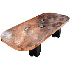 Original Copper and Agate Stone Low Table