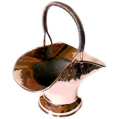 Antique French Copper Flower Decorative Basket, 19th Century