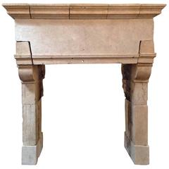 Louis XIII Limestone Mantel