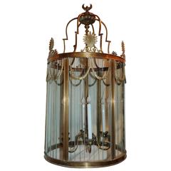 Wonderful Regency Large French Multi Panel Gilt Bronze Six-Light Lantern Fixture