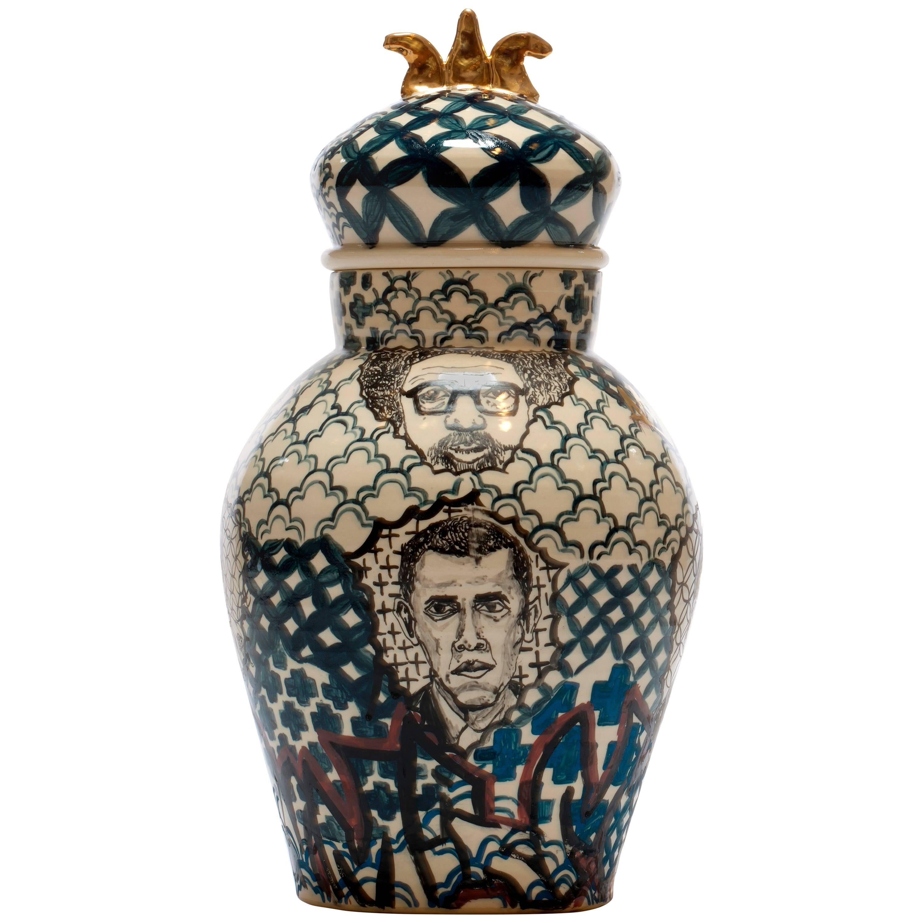 Contemporary Homage to Them Decorative Porcelain Jar  